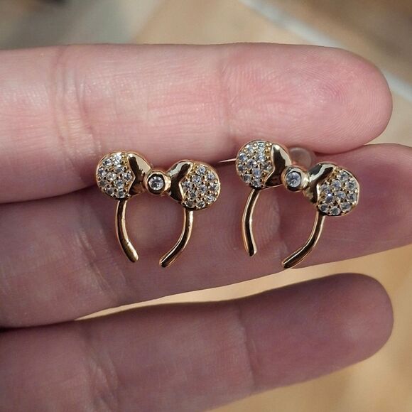 18k Gold Plated Diamond Mickey Necklace & Earring Set - Picture 6 of 7